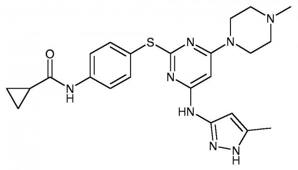 Tozasertib, Free Base (N-[4-[[4-(4-methylpiperazin-1-yl)-6-[(5-methyl-1H-pyrazol-3-yl)amino]pyrimidi