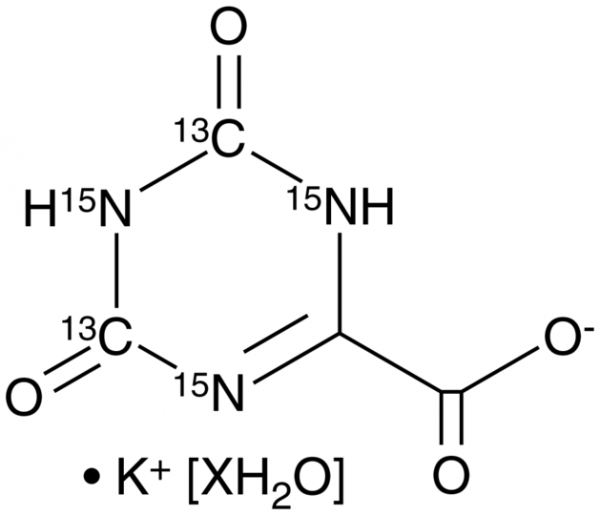 Oxonic Acid-13C2,15N3 (potassium salt hydrate)